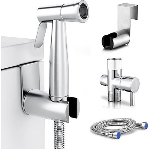 Handheld Toilet Jet Spray, Stainless Steel Jet Sprayer kit, Bathroom Bidet with Adjustable Water Pressure, Easy to Install Bidet Faucet Sprayer for Baby Cloth Diaper Cleaning