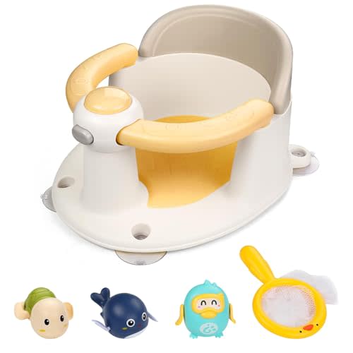 Babyally Baby Bath Seat for Babies 6 Months & Up,Infant Bathtub Chair with Suction Cup,Non-Slip,Safe Infant and Toddler Bath Seat for Sitting Up,Baby Bath tub Seat(Yellow)