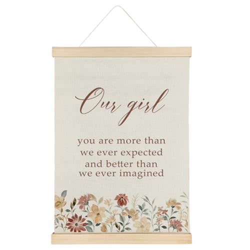 Qvapt Nursery Wildflower Baby Girl Wood Poster Hanger 12×16,Baby Girl Poster Hanger Frame,Floral Nursery Wall Art Decor,Wildflower Decor,Floral Wall Art Decor