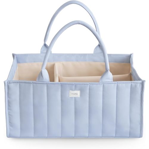 mushie Baby Diaper Caddy | Newborn Essentials Organizer (Tradewinds)