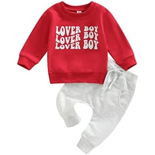 BeQeuewll Fall Toddler Baby Boy Clothes Letter Print Long Sleeve Sweatshirt Long Pants Sweatsuit Little Boy Cothing Set 3M-3T