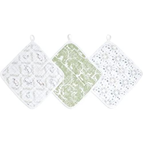 aden + anais Essentials Classic Washcloth Set, Super Soft 100% Cotton Muslin, 3-Pack, Harmony