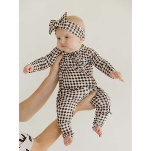 Cocoa Gingham | Bamboo Zipper Pajamas