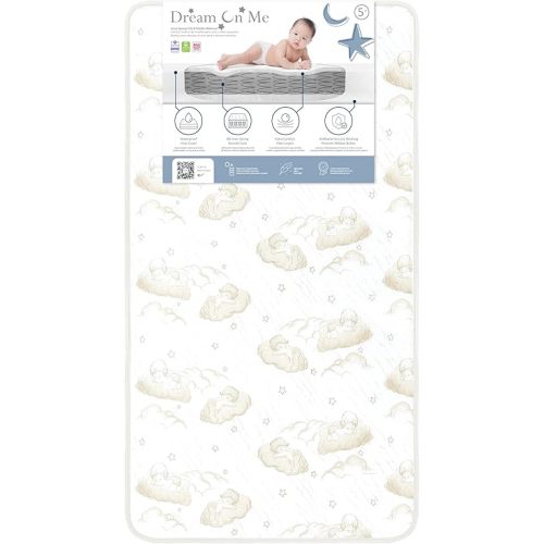 Dream On Me Twilight 5” 88 Coil Inner Spring Crib And Toddler Mattress, Greenguard Gold Certified, 10 Year Limited Warranty, Waterproof Vinyl Cover, Made In The U.S.A, Support And Comfort