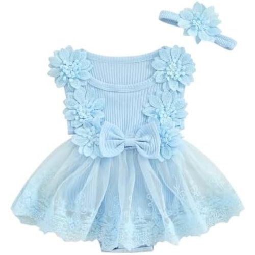 MERSARIPHY Newborn Baby Girl Boho Outfits Infant Lace Tulle Ruffle Bubble Romper Dress Jumpsuit Bodysuit Photoshoot Clothes
