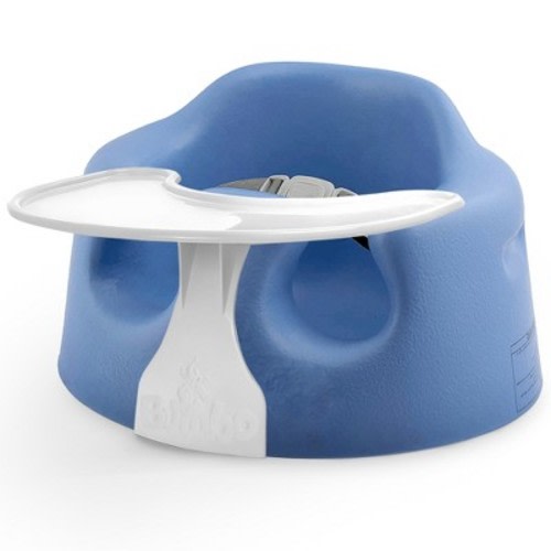 Bumbo B10012 Baby Infant Soft Foam Comfortable Wide Floor Seat with 3 Point Adjustable Harness and Play Top Tray Attachment, Powder Blue