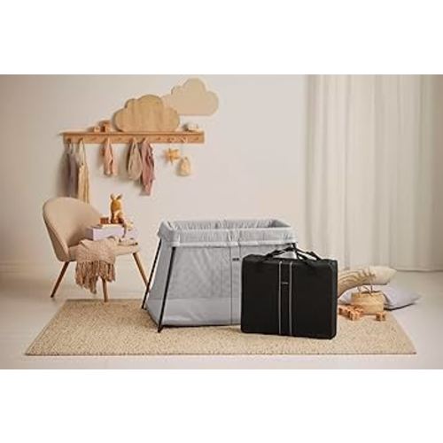 BABYBJORN Travel Crib Light - Silver + Fitted Sheet Bundle Pack