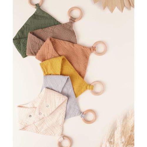 Konssy Muslin Baby Bibs 6 Pack Baby Teething Bibs Bandana Drool Bibs 100% Cotton for Unisex Boys Girls, 6 Solid Colors Set for Teething and Drooling