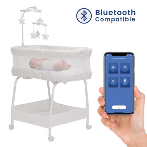 Delta Children SmartSleep Auto Glide Bassinet with Bluetooth, Alloy - Shop Black Friday Deals for 2024!