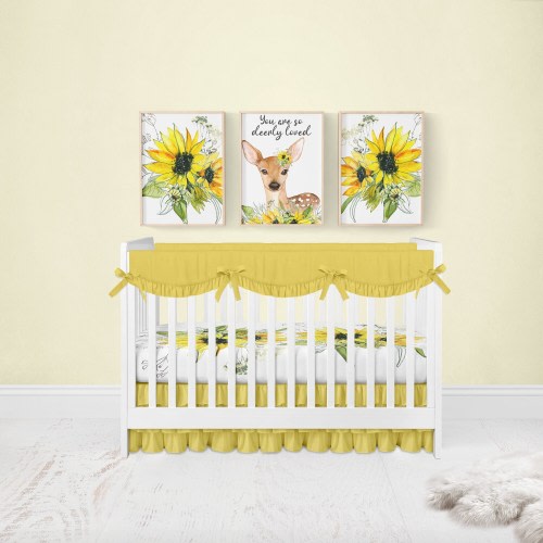 Deer Nursery Prints, Sunflower Nursery Prints, Deer Nursery Decor, Set of 3 Prints, Baby Girl Nursery Prints, Floral Woodland Nursery Prints