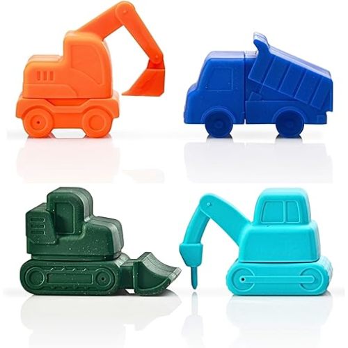 Non-Toxic Baby Bath Toys, Mold Free Bath Toys, Silicone Bath Toys for Babies 6-12 Months, No Mold Toddler Bathtub Toys, Bath Toys 1 Year Old, Baby Gift, Construct Crew by Toy Appétit