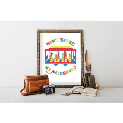 Mister Rogers Trolley Giclee Art Print | Fred Rogers Poster | Mr. Rogers Won'T You Be My Neighbor? | Nursery Wall Art