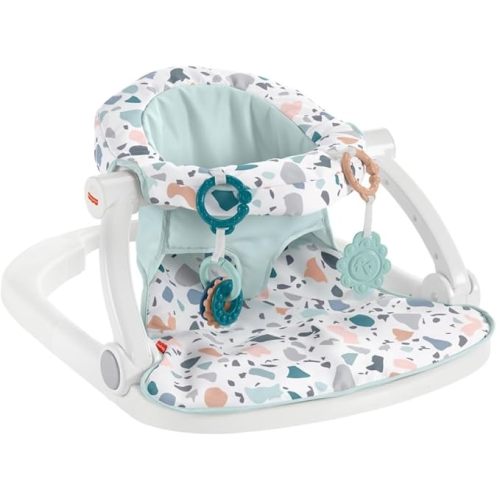 Fisher-Price Portable Baby Chair Sit-Me-Up Floor Seat With Developmental Toys & Machine Washable Seat Pad, Pacific Pebble