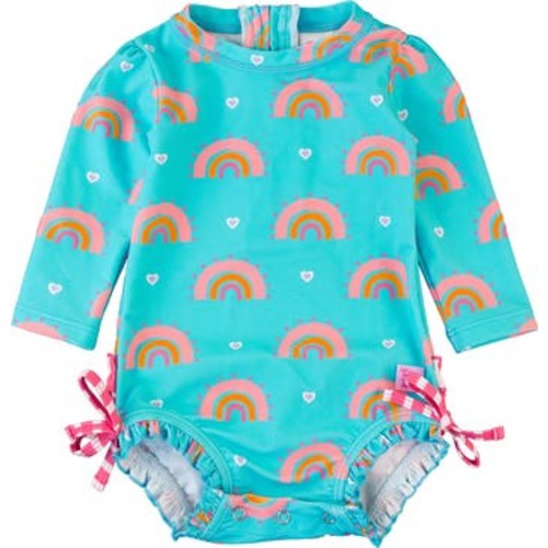 Baby Girls Long Sleeve UPF50+ One Piece Rash Guard, 3-6M
