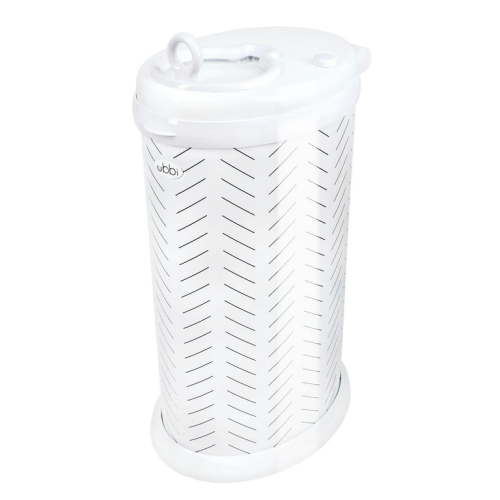 Ubbi Stainless Steel Diaper Pail, Odor Locking, No Special Bag Required, Award-Winning, Registry Must-Have, Herringbone