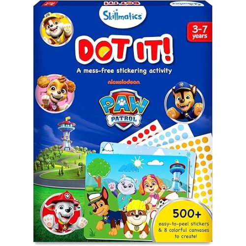 Skillmatics Dot It Sticker Activity - PAW Patrol, Mess-Free Fun for Kids, 500+ Stickers, Craft Kits, DIY Scrapbooking Activity, Travel Toys, Gifts for Boys & Girls Ages 3, 4, 5, 6, 7