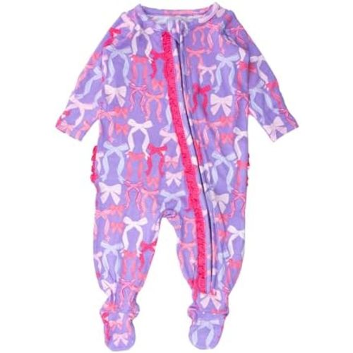 RuffleButts SoftSnooze™ Viscose from Bamboo Baby Girls Ruffle One Piece Footie Pajamas