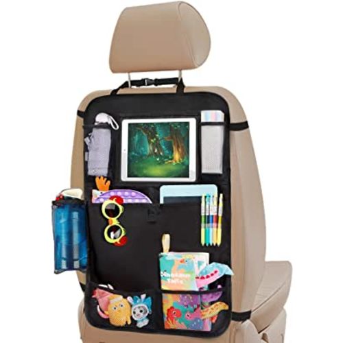 Backseat Car Organizer-2 Pack, Kids Organizers and Storage, Back Seat Protector with Touch Screen Tablet Holder, Car Travel Accessories, Kick Mat with 12 Storage Pockets