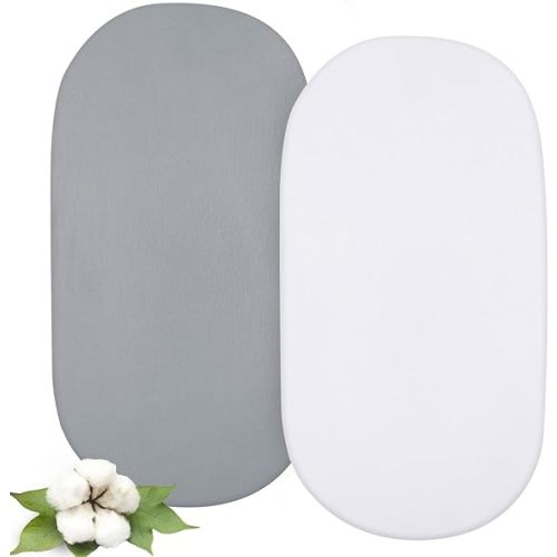 Bassinet Sheets - Fit Chicco Close to You 3-in-1 Bedside Bassinet, 2 Pack, 100% Organic Cotton