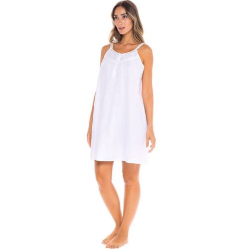 Adr White Cotton Nightgowns For Women Soft Cotton, Sleeveless Button Up Short Vintage Victorian White Medium