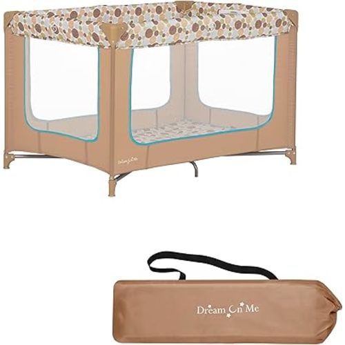 Zodiak Portable Playard in Coffee and Blue, Lightweight, Packable and Easy Setup Baby Playard, Breathable Mesh Sides and Soft Fabric - Comes with a Removable Padded Mat