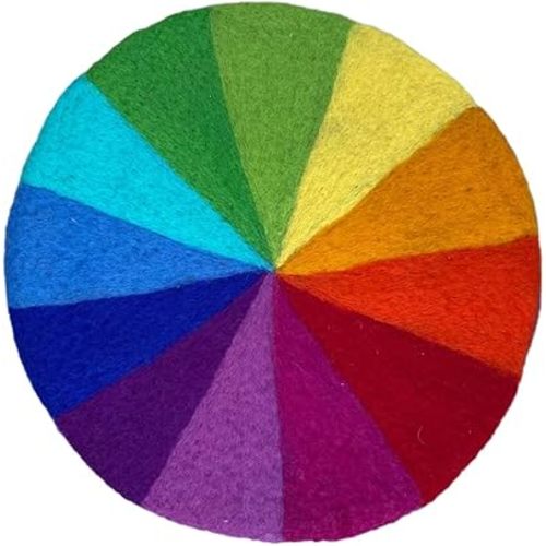 Rainbow Kids Play Mat - Felted Color Wheel – Homeschool Classroom Art for Play and Décor - 100% (1) Pure New Zealand Wool - 15" Diameter Size