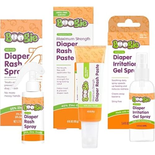 Boogie Diaper Rash Baby Bundle - Rash Spray, Irritation Gel Spray & Paste