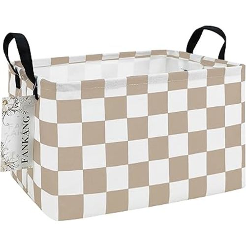 FANKANG Storage Bins,Nursery Hamper Canvas Laundry Basket Foldable with Waterproof PE Coating Storage Baskets for Boys and Girls, Office, Bedroom, Clothes,Toys(Rec-Beige flag ）