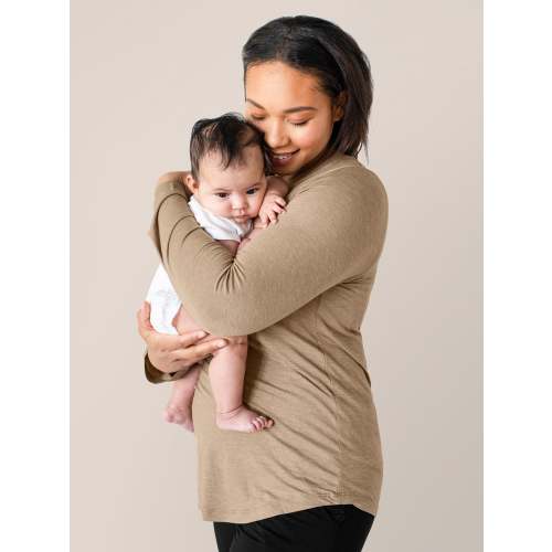 Bamboo Maternity & Nursing Long Sleeve T-shirt | Wheat