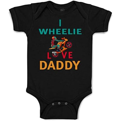 Cute Rascals Custom Baby Bodysuit I Wheelie Love Daddy Dad Father's Day Motorcycle Bike Funny Cotton