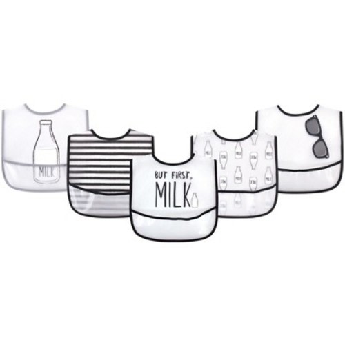 Little Treasure Baby Boy Waterproof PEVA Bibs 5pk, But First Milk, One Size