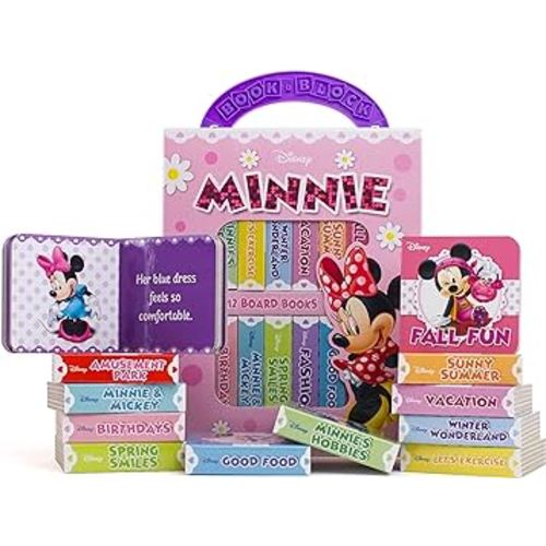 Disney Minnie Mouse - My First Library Board Book Block 12-Book Set - Great for Teaching First Words - PI Kids