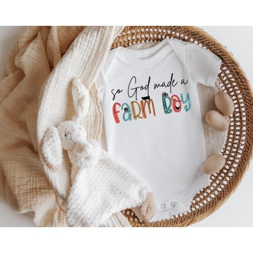 So God Made a Farm Boy Baby Bodysuit, Newborn Birth Announcement, Farming Baby, New to the Farm, Farming Gender Reveal, Future Farmers Son