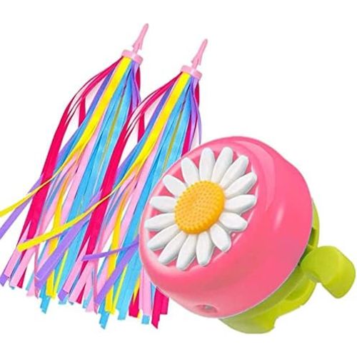kortes 1 Pack Kids Bike Bell and 2 Pack Kids Bike Streamers for Children's Bike Accessories (Pink, Red,& Blue)