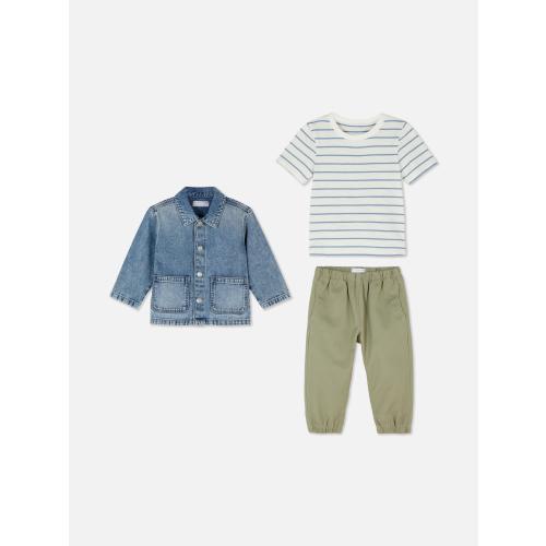 T-Shirt, Pants, and Denim Jacket Set