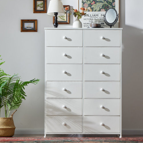 Hegwein 12 - Drawer Dresser for Bedroom Storage Dresser Tall Fabric Dresser