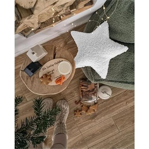 Star Moon Throw Pillow Soft Teddy Decorative Cushion for Room Cozy Fluffy Shaped Home Decor Insert Included