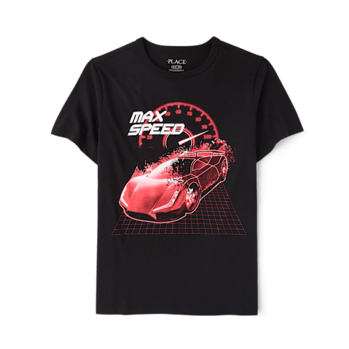Boys Speed Freak Racecar Graphic Tee - Black