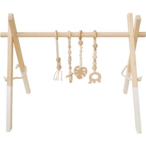 Poppyseed Play Wooden Baby Gym, White Macrame