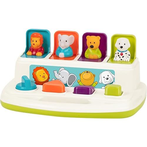 Battat – Cause-And-Effect Toy – Developmental Toy With Buttons & Colors – Color Sorting Animal Toys – For Kids, Toddlers, Babies – 18 Months + – Pop-Up Pals