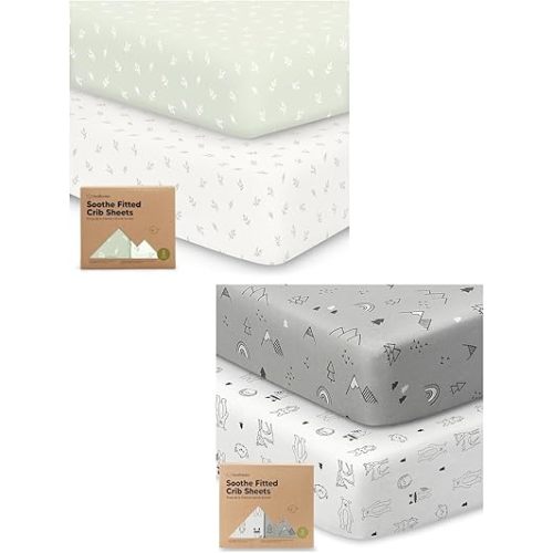 Keababies 2-Pack Crib Sheets for Boys, Girls - Jersey Fitted Crib Sheet, Baby Crib Sheets Neutral, Crib Mattress Sheet, Cotton Crib Sheets, Breathable Crib Sheet, Baby Mattress Sheets