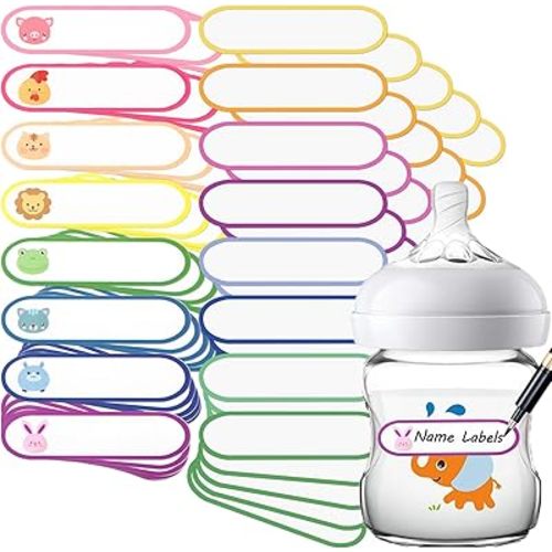 Waterproof Name Labels for Kids Stuff, Daycare Labels for Baby Bottles, 80 PCS Kids Name Stickers for School Supplies Self Laminating, Dishwasher Safe, Personalized Name Tags for Water Bottle Pacifier