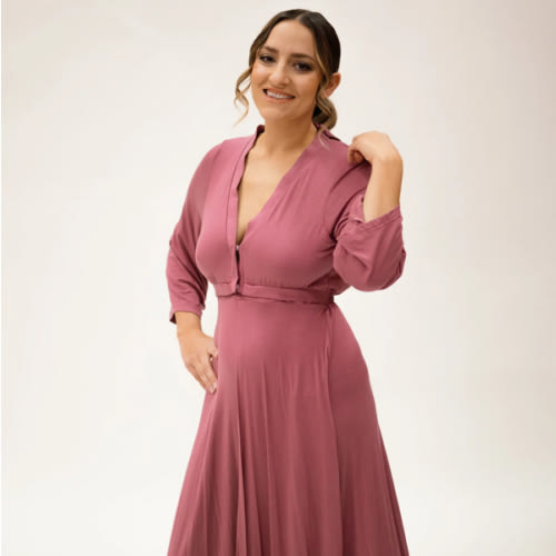 Lila Labor & Postpartum Gown in Dusty Rose
