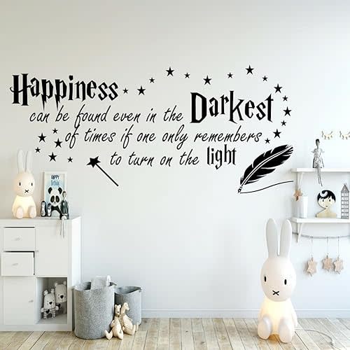 Quote Happiness can be Found Even in The Darkest Wall Sticker Decor Nursery Decal for Kid’s Room