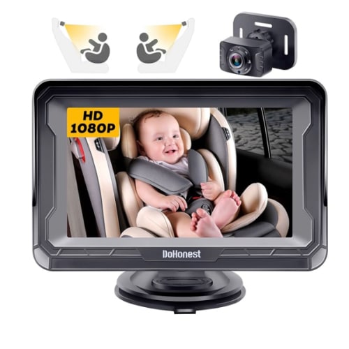 DoHonest Baby Car Camera HD 1080P - Rear-Facing Car Baby Monitor with Night Vision, Adjustable View Angle, Easy Setup, Anti-Glare Display, Safety for Kids & Infants