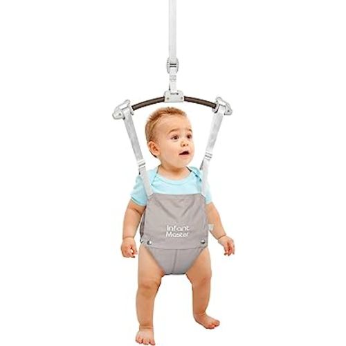 Infant Master Baby Doorway Jumpers, Sturdy Johnny Jumper w/ Adjustable 10.8"-23.6" inches Strap, Soft Baby Johnny Bouncer w/ Seat Bag, Ideal Gift for Infant, Portable and Easy to Use, Grey