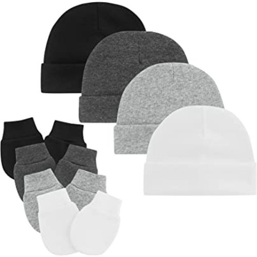 Zando Baby Hats and Mittens Unisex Infant Beanie Caps Newborn Hospital Hat with Scratch Mitten Set for Baby Boys Grils Hats
