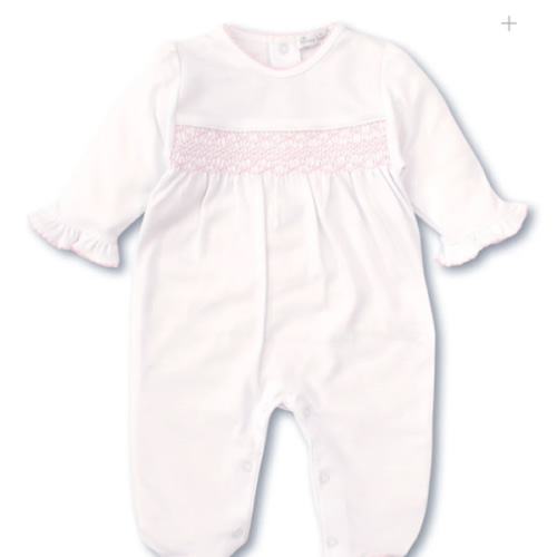 Hand Smocked CLB Charmed White/Pink Footie