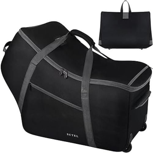 Car Seat Travel Bag with Wheels Fits All Nuna Pipa car seat and Base, Chicco Keyfit 35 and Anti-rebound Bar Base, Doona travel bag, Padded Infant Gate Check Bag with side pocket, Bumper Feet