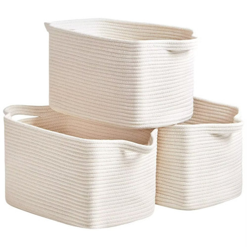 Beachcrest Home™ Cotton Rope Storage Basket Set Of 3 - Rectangle Storage Bins - Versatile Toy Storage Organizer - Perfect For Kids, Dog Toys, Books, Shelves & Reviews | Wayfair